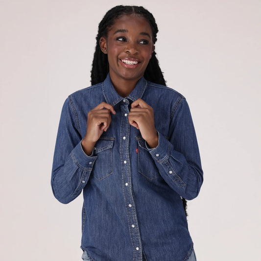 LEVI'S® WOMEN'S ICONIC WESTERN SHIRT - DARK INDIGO - FLAT FINISH