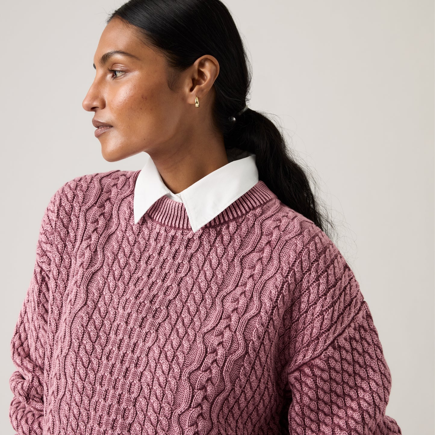 LEVI'S® WOMEN'S LEILAH CABLE CREWNECK SWEATER - MULTI COLOUR