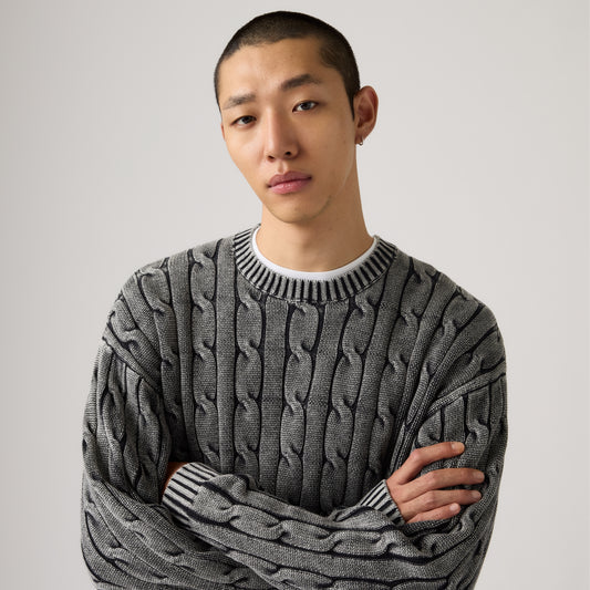 LEVI'S® MEN'S CARMEL CABLE CREW SWEATER - BLACK