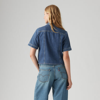 LEVI'S® WOMEN'S RINOA CAMP SHIRT - MED INDIGO - FLAT FINISH