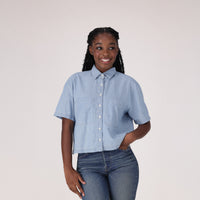 LEVI'S® WOMEN'S HARLIE SHORT-SLEEVE CROPPED SHIRT - MULTI COLOUR