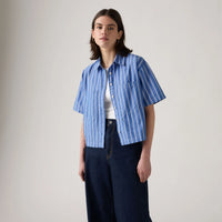 LEVI'S® WOMEN'S HARLIE SHORT-SLEEVE CROPPED SHIRT - BLUE