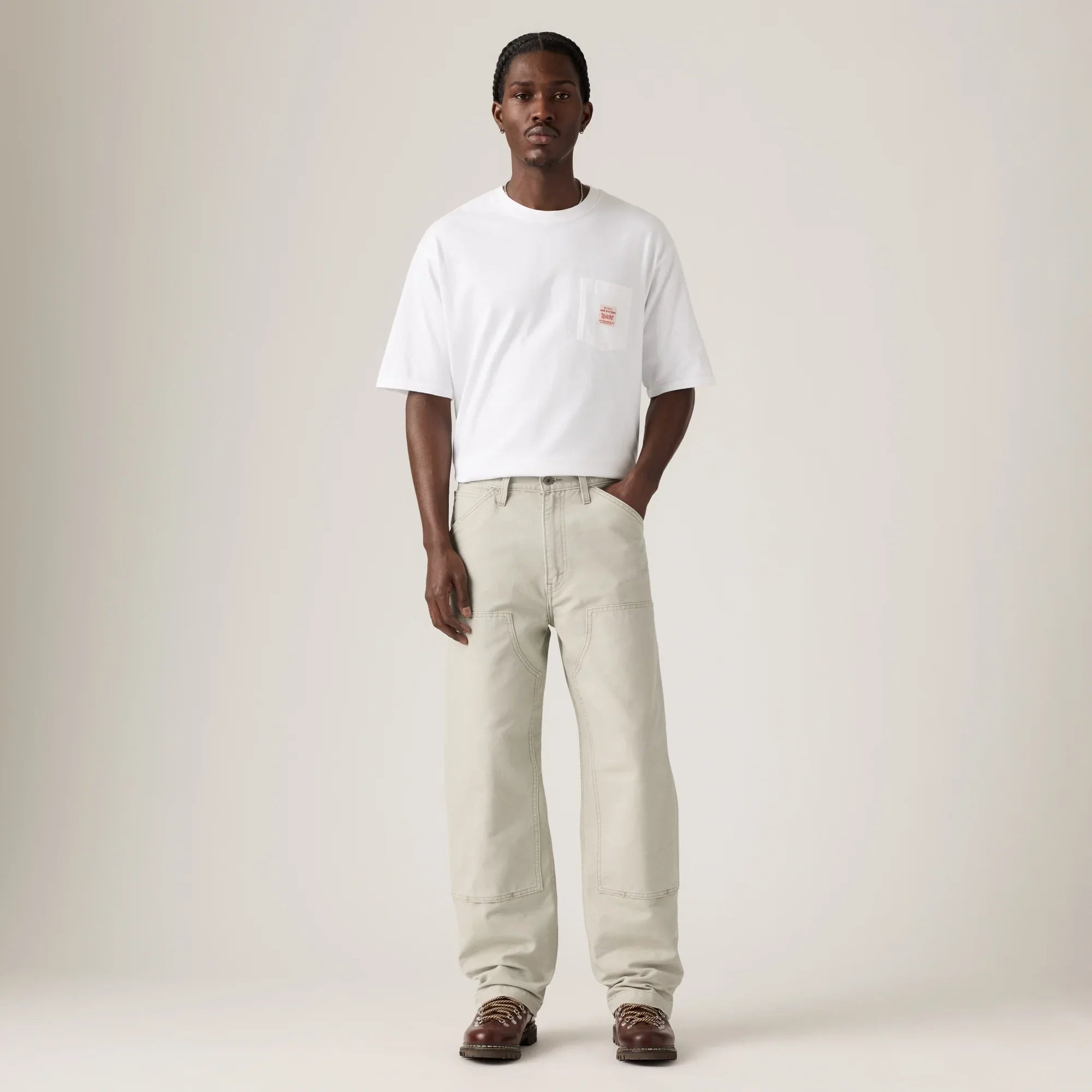 Levi's 568 ペイントスプラッター ダブルニー BEG W33 a50ea3d36f84c7cf1de4be036155e1
