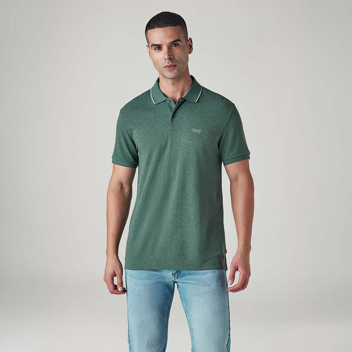 LEVI'S® MEN'S SOLID GREEN PIQUE POLO T-SHIRT - GREEN