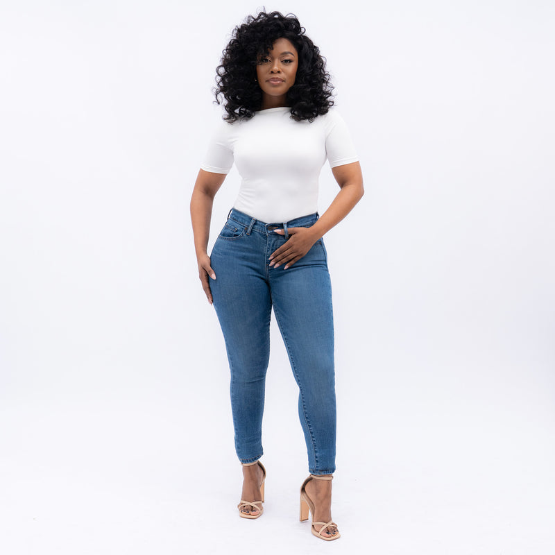 LEVI'S® WOMEN'S CURVY SUPER SKINNY - MED INDIGO - WORN IN