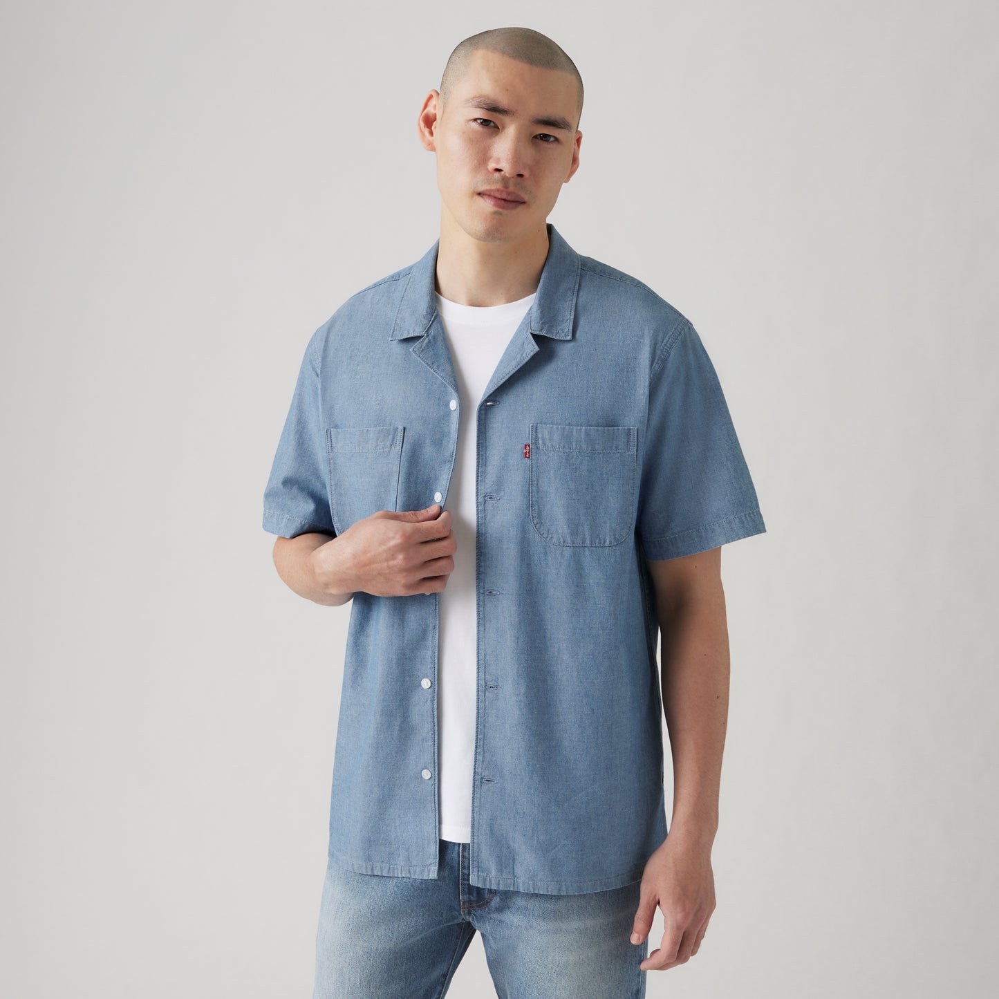LEVI'S® MEN'S CLASSIC CAMP SHIRT - MED INDIGO - WORN IN
