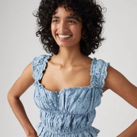 LEVI'S® WOMEN'S AMAYA BLOUSE - MED INDIGO - FLAT FINISH