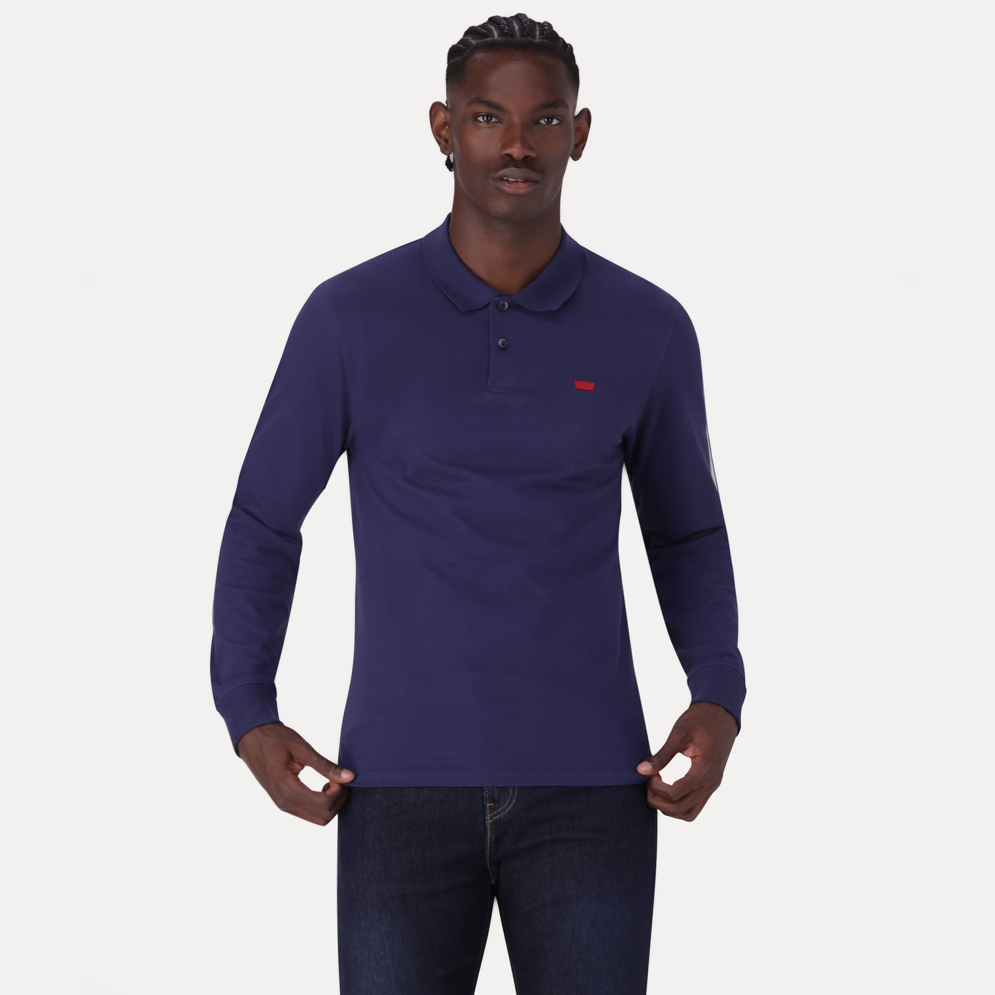 LEVI'S® MEN'S LONG-SLEEVE SLIM HOUSEMARK POLO - BLUE