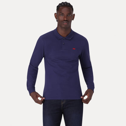LEVI'S® MEN'S LONG-SLEEVE SLIM HOUSEMARK POLO - BLUE