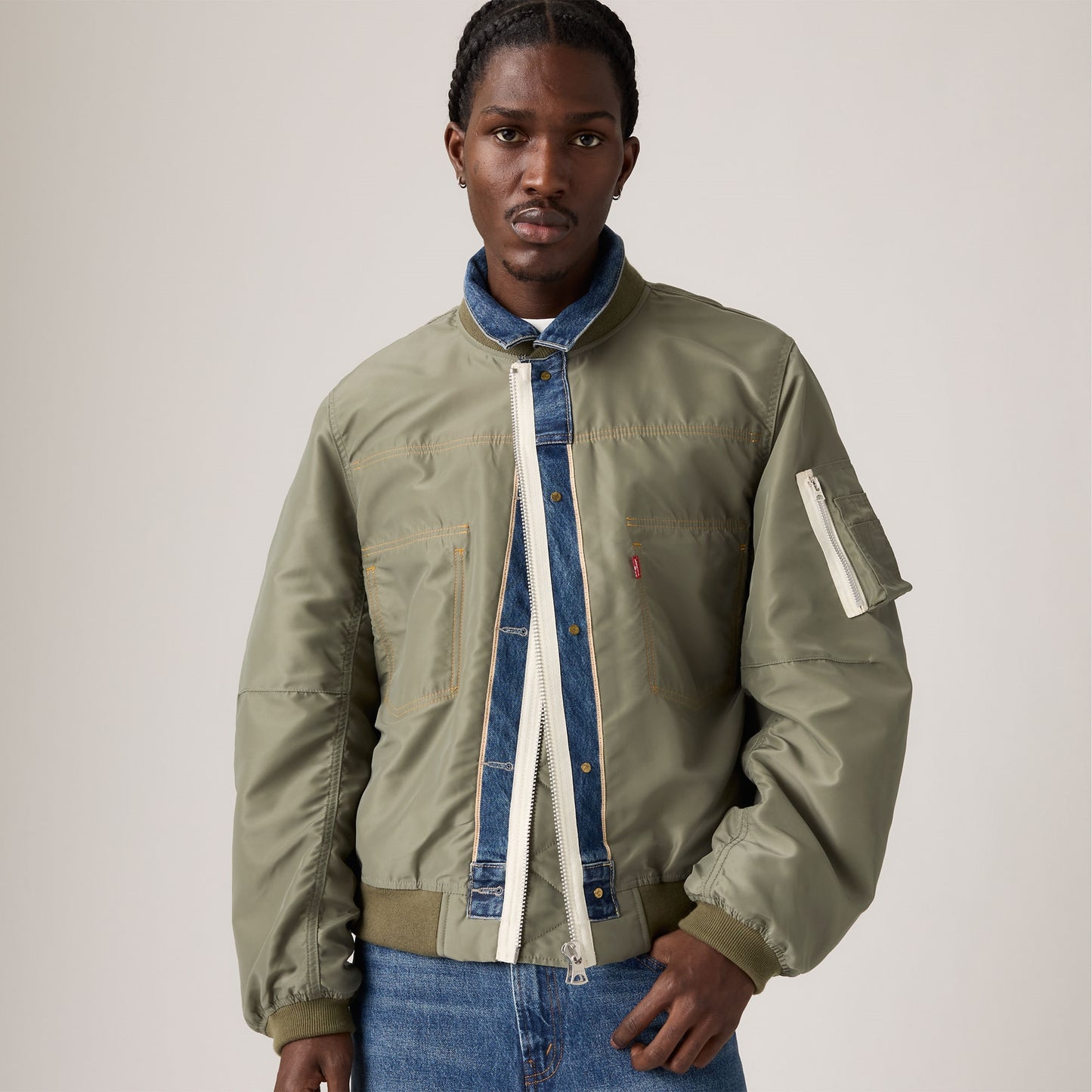 LEVI'S® X SACAI MEN'S DENIM X NYLON TWILL REVERSIBLE BLOUSON - DARK INDIGO - FLAT FINISH