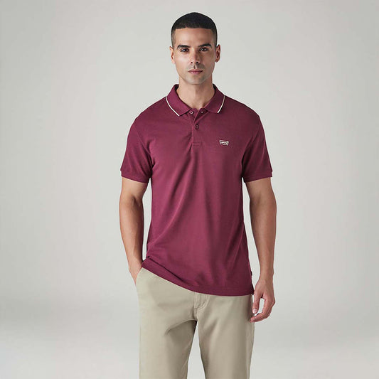 LEVI'S® MEN'S SOLID MAROON PIQUE POLO T-SHIRT - RED