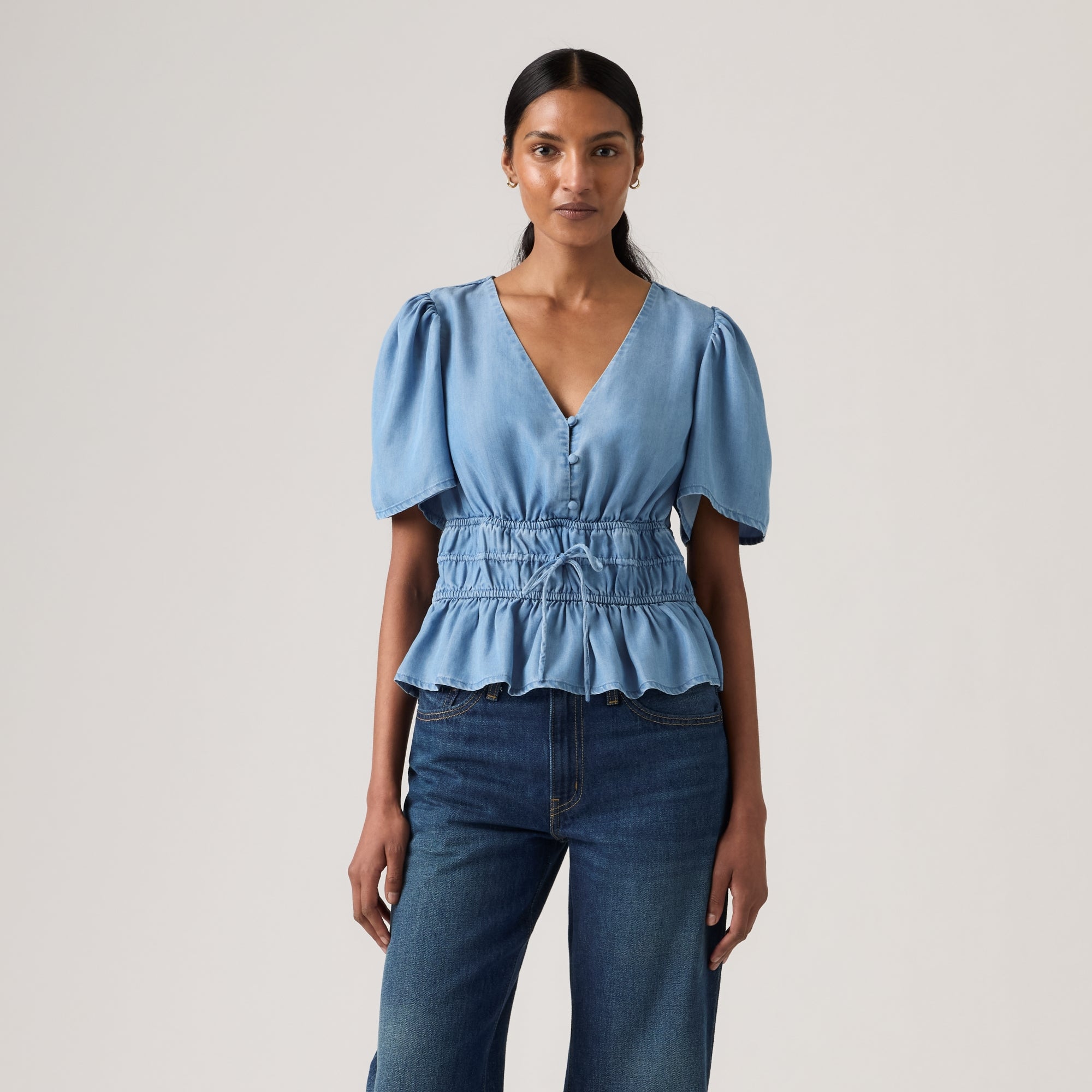 LEVI'S® WOMEN'S RYAN SHORT-SLEEVE CREPE BLOUSE - MULTI COLOUR