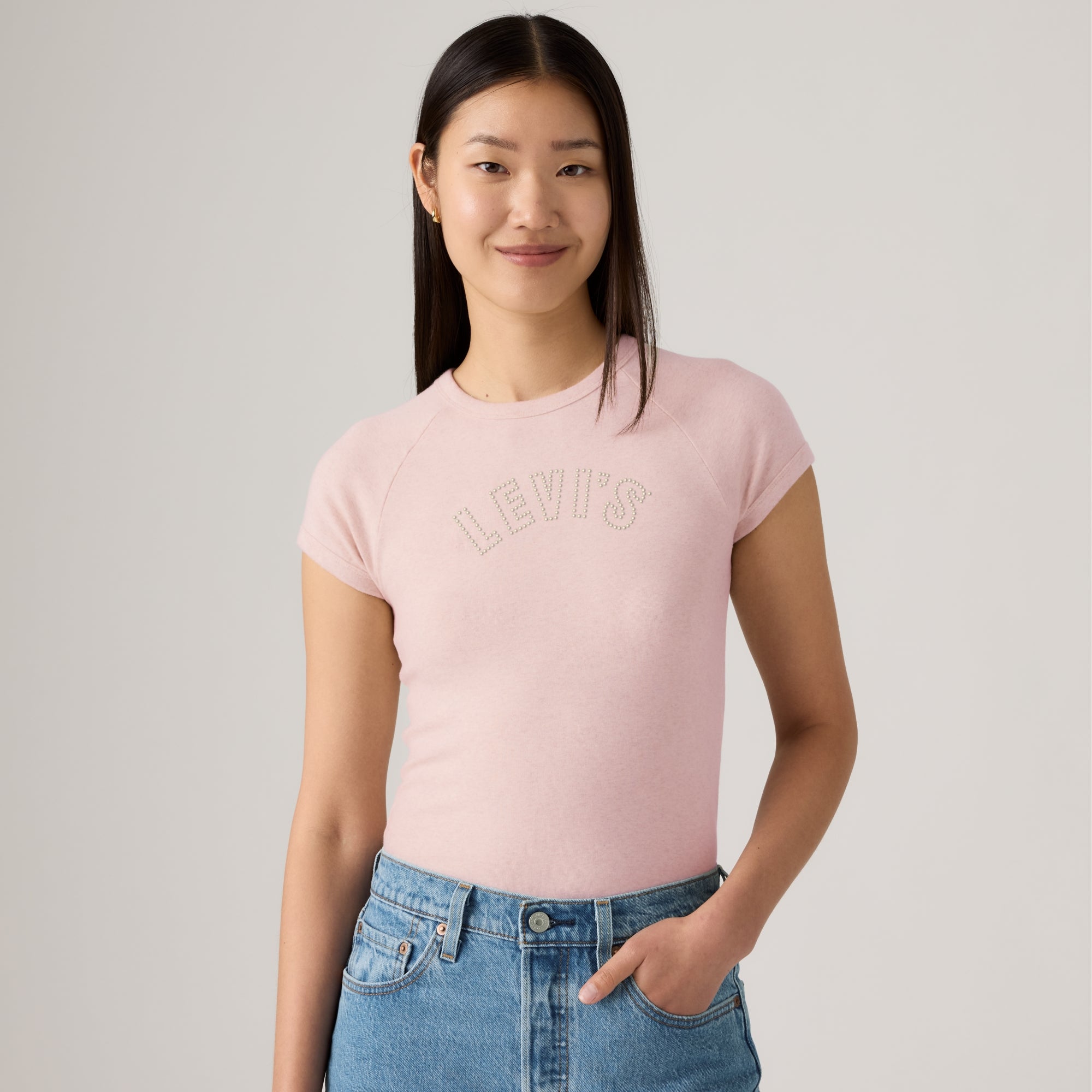LEVI'S® WOMEN'S GRAPHIC RILEY RAGLAN TEE - PINK