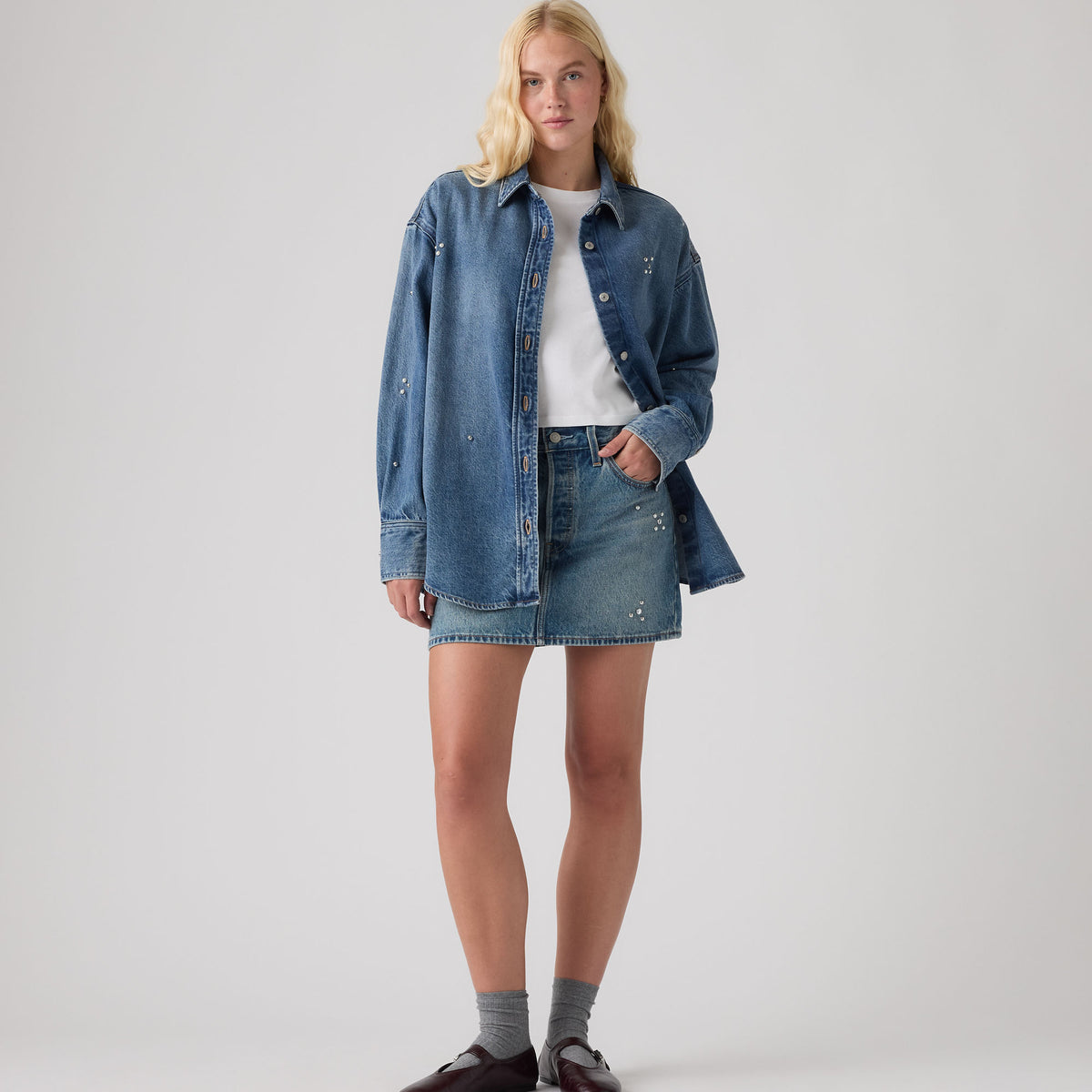 LEVI’S® WOMEN'S ICON SKIRT - MED INDIGO - WORN IN