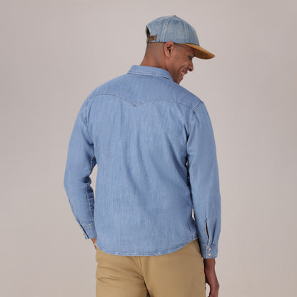 LEVI'S® MEN'S CLASSIC STANDARD FIT WESTERN SHIRT - MED INDIGO - FLAT FINISH