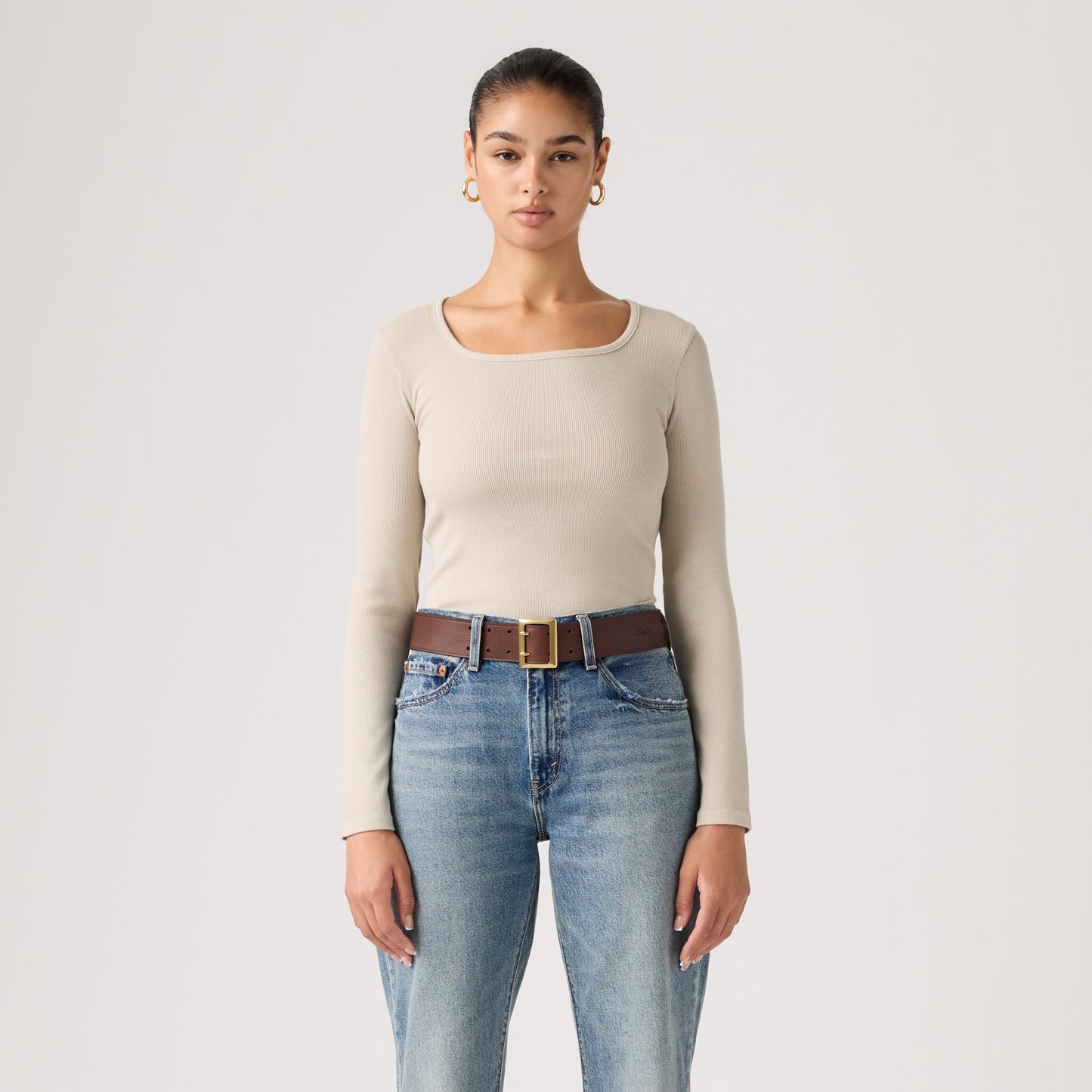 LEVI'S® WOMEN'S ESSENTIAL SQUARE NECK LONG-SLEEVE TEE - NEUTRAL