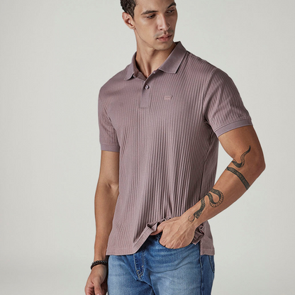 LEVI'S® MEN'S TEXTURED MAUVE RIBBED POLO T-SHIRT - PURPLE
