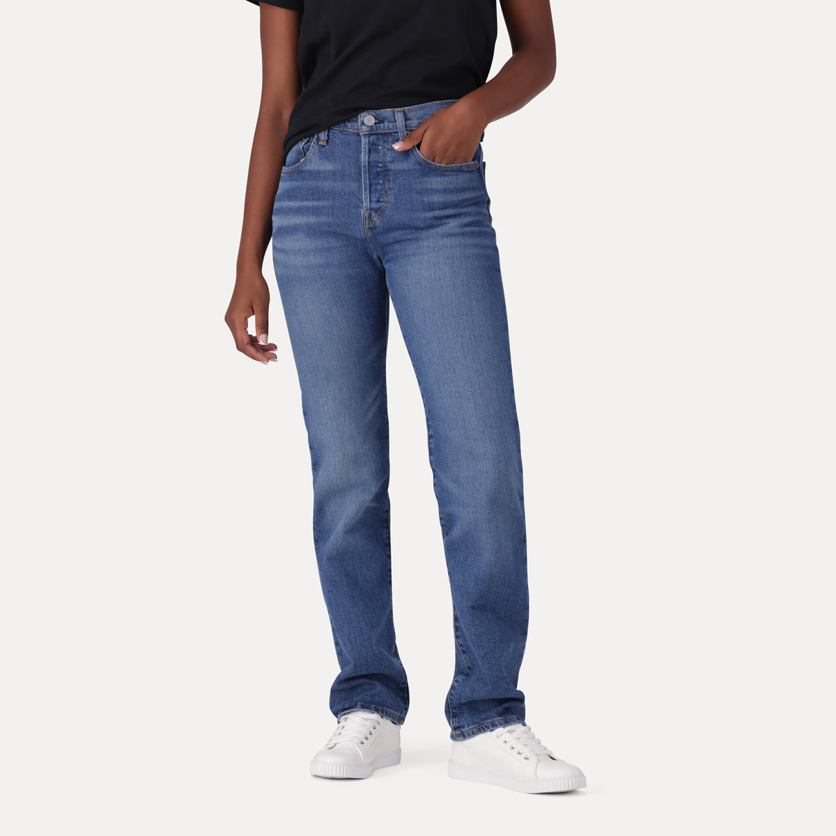 LEVI'S® WOMEN'S 501® ORIGINAL  JEANS - MED INDIGO - WORN IN