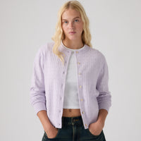 LEVI'S® WOMEN'S SUPERSOFT POINTELLE CREWNECK CARDIGAN - BLUE