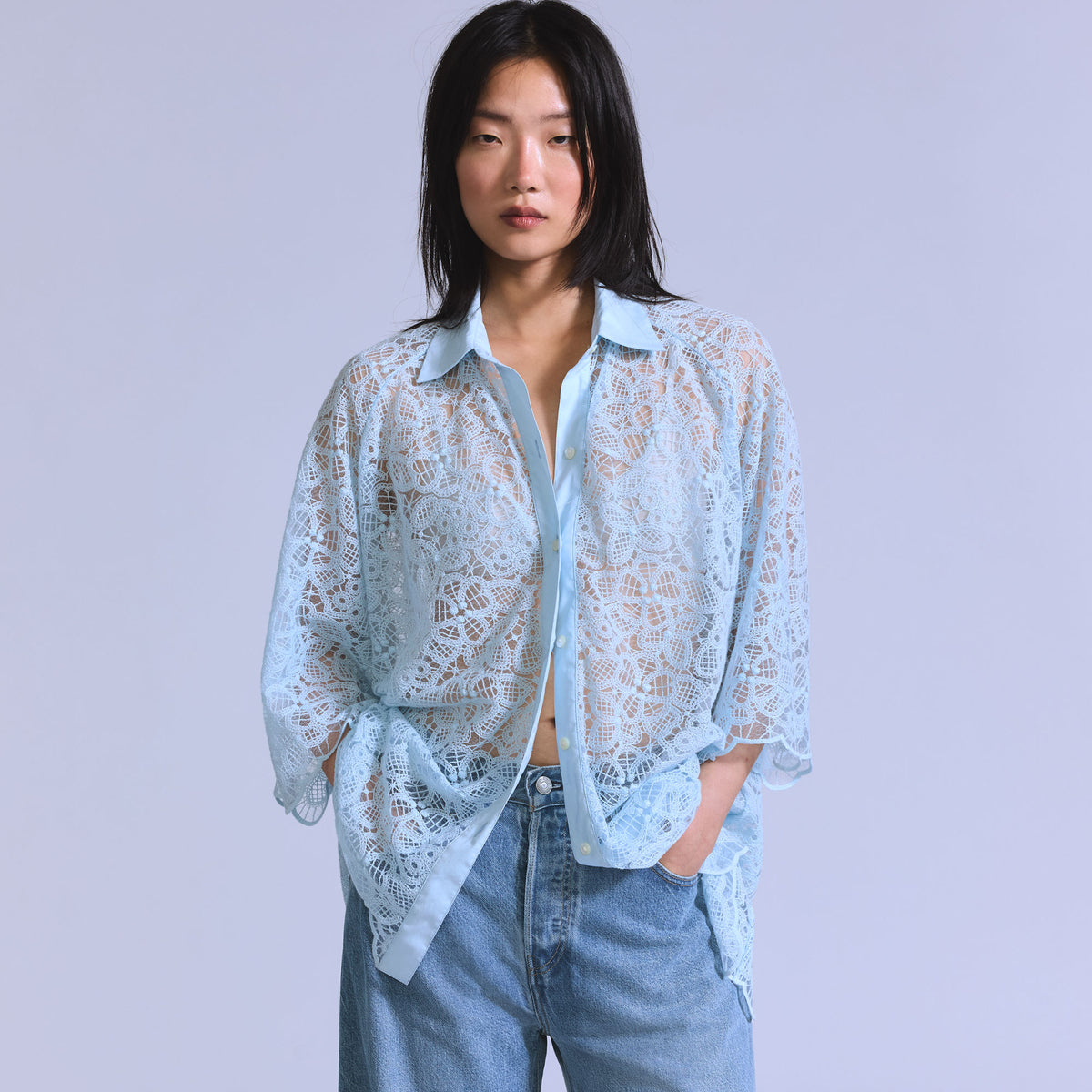 LEVI'S® BLUE TAB™ WOMEN'S LACE WOVEN SHIRT - BLUE