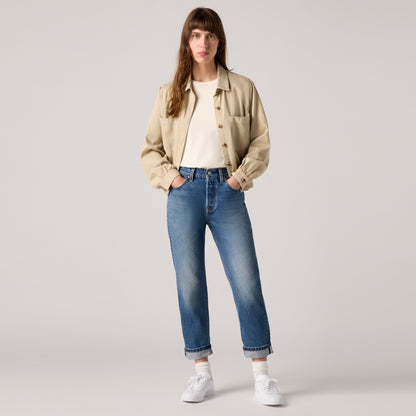 LEVI'S® WOMEN'S 501® ORIGINAL CROPPED JEANS - MED INDIGO - WORN IN