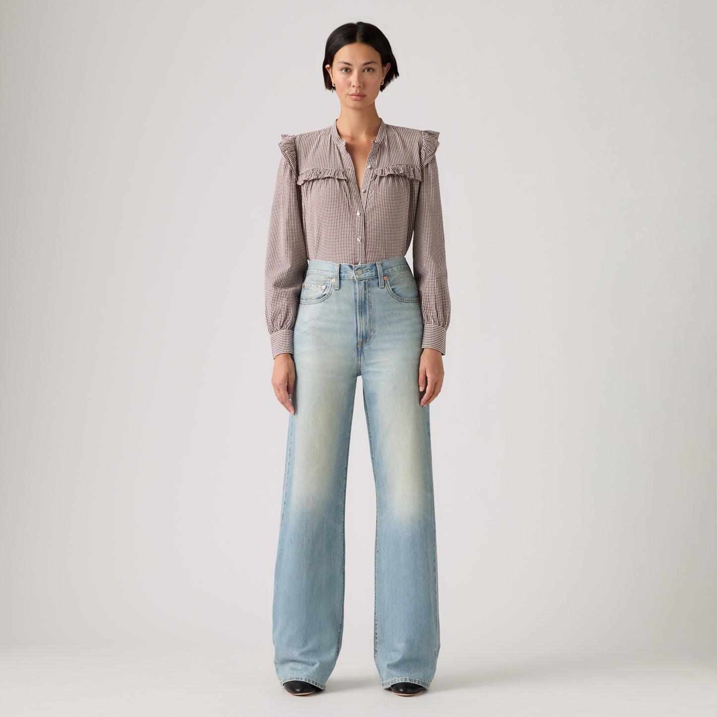 LEVI'S® WOMEN'S RIBCAGE WIDE-LEG JEANS - MED INDIGO - WORN IN