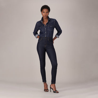 LEVI'S® WOMEN'S 720 HIGH-RISE SUPER SKINNY JEANS - DARK INDIGO - FLAT FINISH