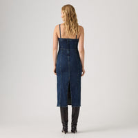 LEVI'S® WOMEN'S SEAMED BUSTIER DRESS - MED INDIGO - WORN IN