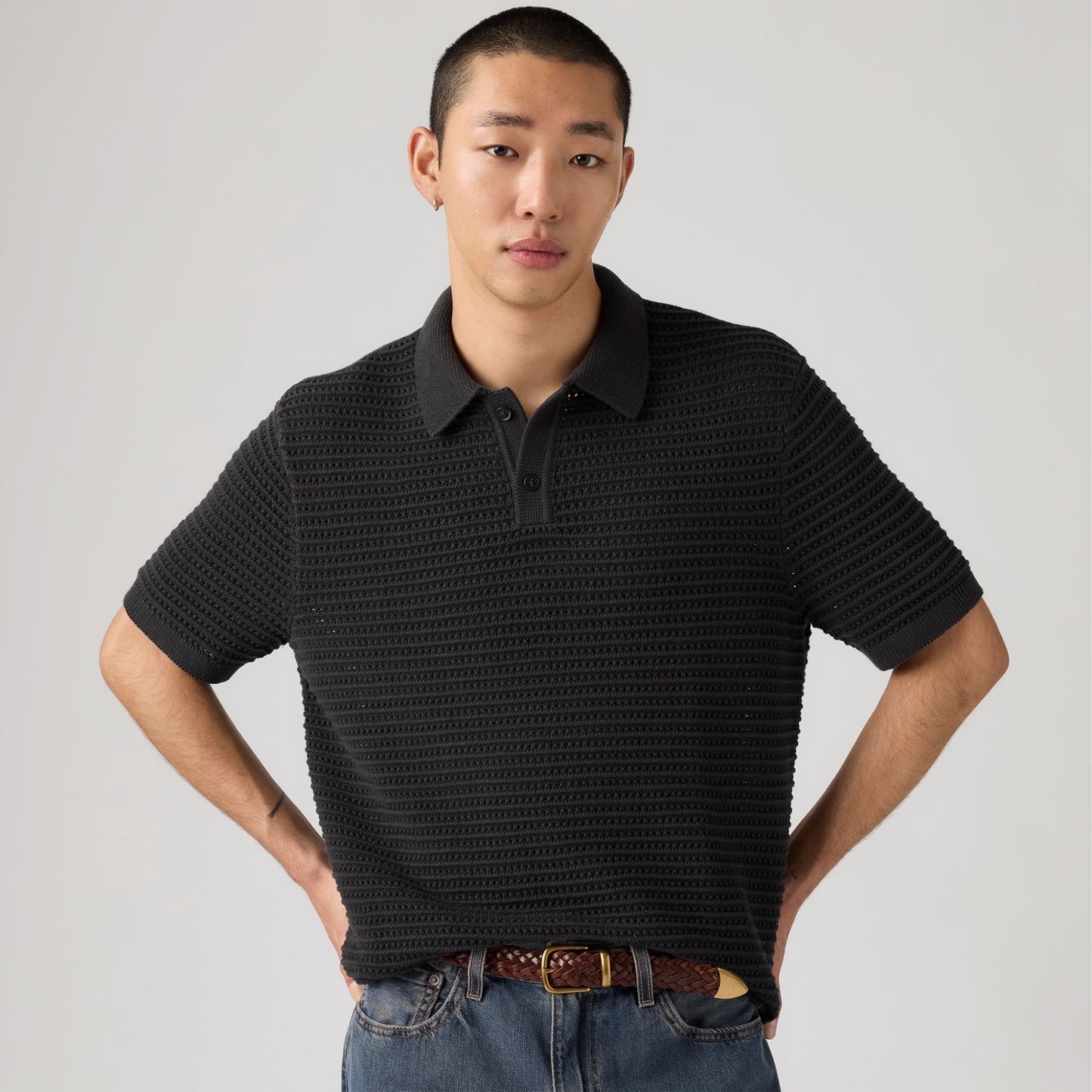 LEVI'S® MEN'S LAGUNA SWEATER POLO - BLACK