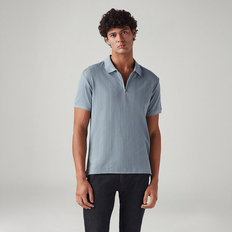 LEVI'S® MEN'S TEXTURED JACQUARD POLO T-SHIRT - BLUE