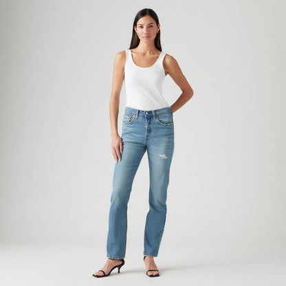 LEVI'S® WOMEN'S 501® ORIGINAL CROPPED JEANS - MED INDIGO - WORN IN