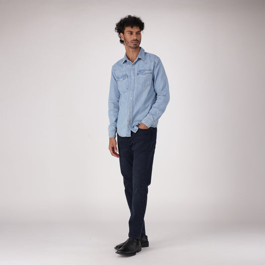 LEVI'S® MEN'S CLASSIC STANDARD FIT WESTERN SHIRT - MED INDIGO - FLAT FINISH