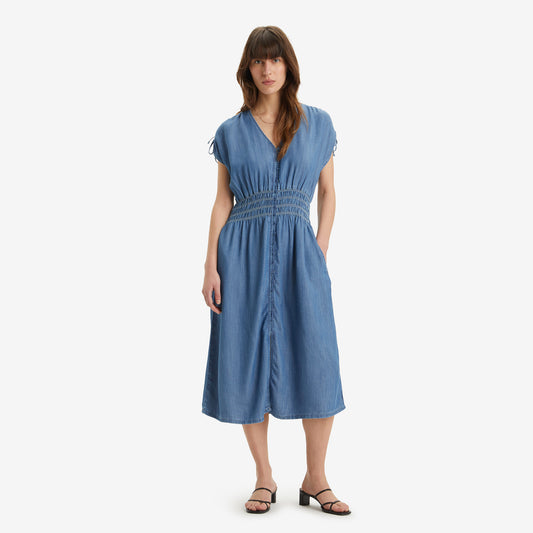 LEVI'S® WOMEN'S BETTY MIDI DRESS - MED INDIGO - WORN IN