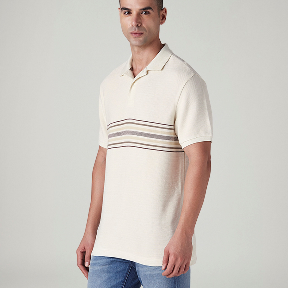 LEVI'S® MEN'S STRIPED OFF-WHITE POLO T-SHIRT - WHITE