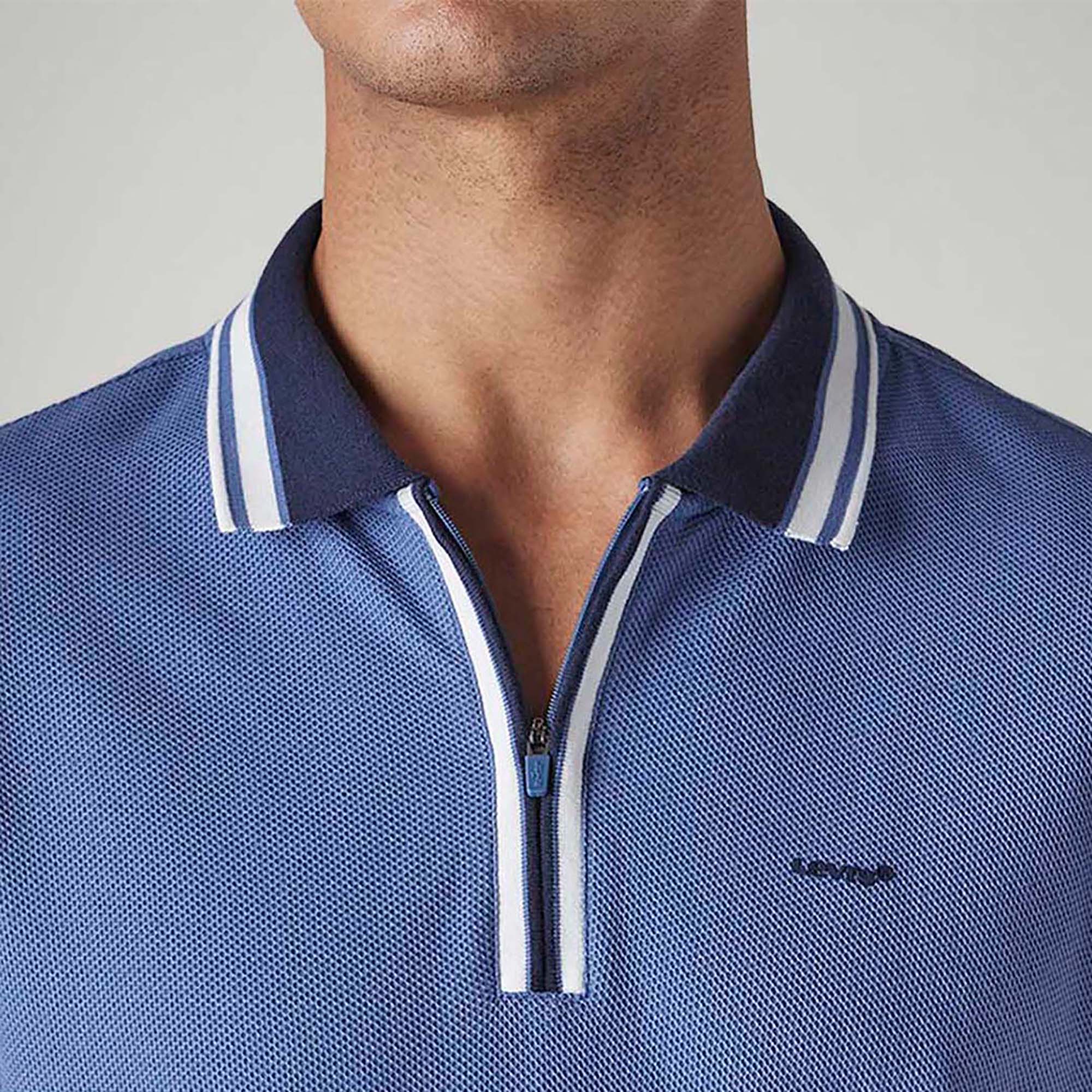 LEVI'S® MEN'S SOLID BLUE TEXTURED POLO T-SHIRT - BLUE