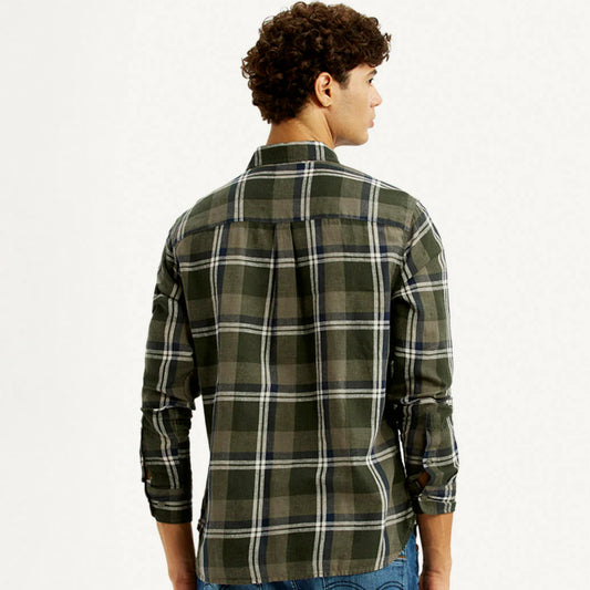 LEVI'S®MEN'S CHECKERED MULTI COLOR SLIM FIT LINEN SHIRT - MULTI COLOUR