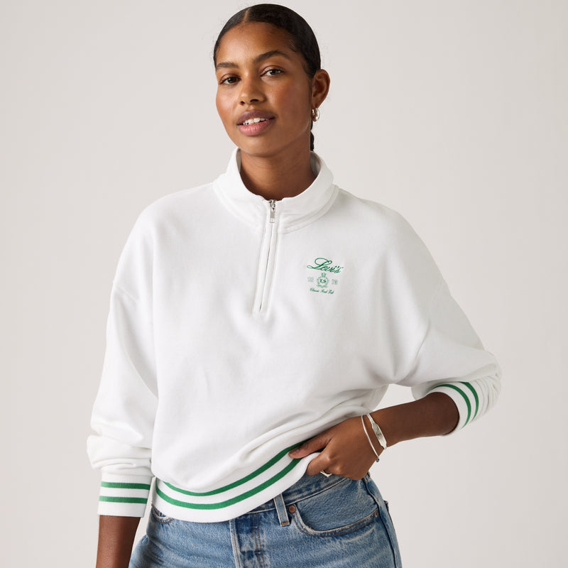 LEVI'S® WOMEN'S GRAPHIC EVERYDAY QUARTER ZIP SWEATSHIRT - WHITE