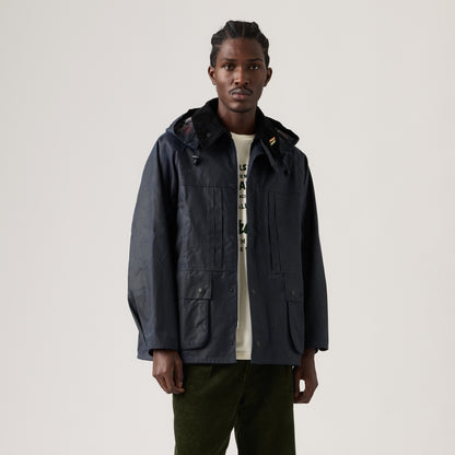 LEVI'S® X BARBOUR OVERSIZED BEDALE WAXED JACKET - BLUE