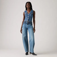 LEVI'S® WOMEN'S BARREL SADDLE BACK JEANS - MED INDIGO - WORN IN