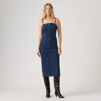 LEVI'S® WOMEN'S SEAMED BUSTIER DRESS - MED INDIGO - WORN IN