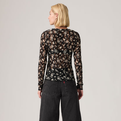 LEVI'S® WOMEN'S SERAPHINA LACE LONG-SLEEVE TOP - BLACK