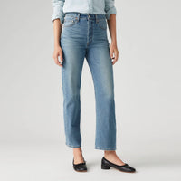LEVI'S® WOMEN'S RIBCAGE STRAIGHT ANKLE JEANS - MED INDIGO - WORN IN