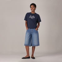 LEVI'S® WOMEN'S SUPER BAGGY JORTS - MED INDIGO - WORN IN
