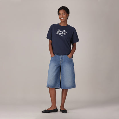 LEVI'S® WOMEN'S SUPER BAGGY JORTS - MED INDIGO - WORN IN
