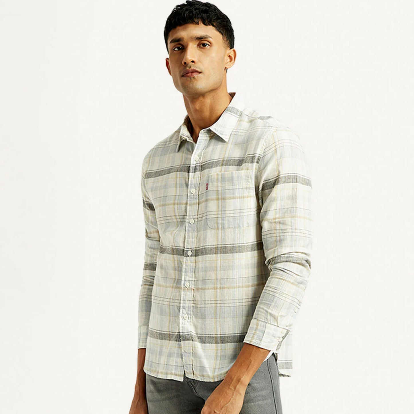 LEVI'S®MEN'S PLAID SLIM FIT LINEN SHIRT - MULTI COLOUR