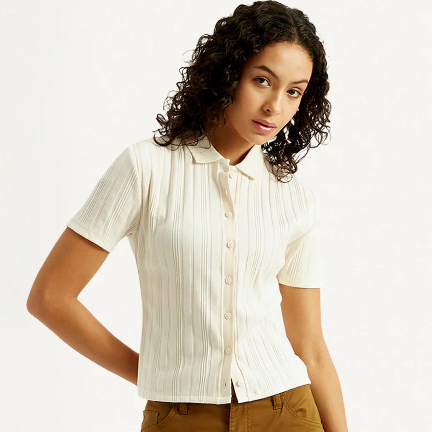 LEVI'S®WOMEN'S TEXTURED SLIM FIT SHIRT - WHITE