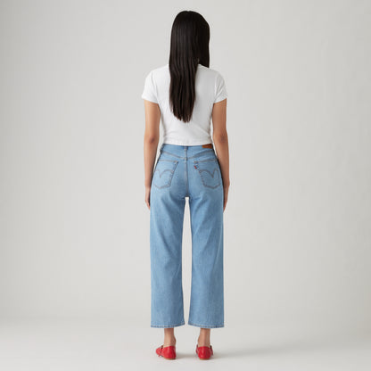 LEVI'S® WOMEN'S RIBCAGE STRAIGHT ANKLE JEANS - MED INDIGO - WORN IN