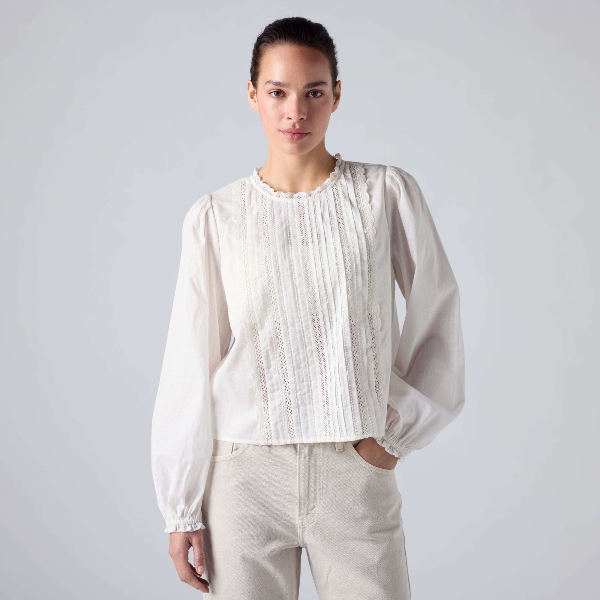 LEVI'S® WOMEN'S HAN LONG-SLEEVE BEADED BLOUSE - NEUTRAL
