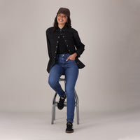 LEVI'S® WOMEN'S 720 HIGH-RISE SUPER SKINNY JEANS - MED INDIGO - WORN IN