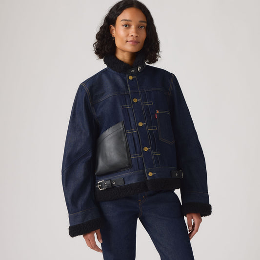 LEVI’S® X SACAI WOMEN'S SHERPA JACKET - RIGID BLUE